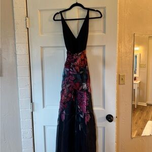 Elegant Black and Pink Floral Dress